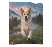 LWXWHR Coperta in Pile Con Corgi, Plaid Coperta Per Letto, Divano, Viaggi,con River Valley, Morbido E Caldo Idee Regalo Per Ragazzi E Bambini 60x80inch(150x200cm)