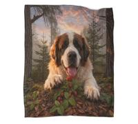 LWXWHR Coperta in Pile Con Saint Bernard, Plaid Coperta Per Letto, Divano, Viaggi,con Forest, Morbido E Caldo Idee Regalo Per Donna, Uomo, Bambino, 80x90inch(200x230cm)