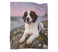 LWXWHR Coperta in Pile Con Saint Bernard, Plaid Coperta Per Letto, Divano, Viaggi,con Valley Moss, Morbido E Caldo Idee Regalo Per Lui/Lei 40x50inch(100x130cm)