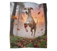 LWXWHR Coperta in Pile Con Whippet, Plaid Coperta Per Letto, Divano, Ufficio Con Forest, Super Morbida E Calda Idee Regalo Per Ragazze, Ragazzi, Adulti 40x50inch(100x130cm)