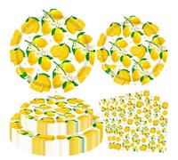 LWYGEGJO Confezione da 60 decorazioni per feste a tema limonata forniture per feste di compleanno a tema limoni gialli, tovaglioli per piatti a tema limonata, compleanni, matrimoni, docce, 20 pezzi