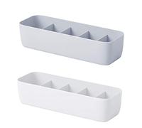 LWZko 2 Pezzi Organizer Cassetti, Organizzatori Cassetti Ordinati, Scatole Portaoggetti Plastica, Impilabile Biancheria Intima Organizer Cassetti per Reggiseno, Calzino, Cravatta Collo (2 Colori)