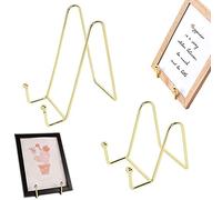 LWZko 2 Pezzi Supporto per Cornice Decorativa, Supporto per Piatto Decorativo, Cavalletto Decorativo per Foto, Acciaio Inossidabile Espositore Stand in Ferro per Foto, Immagini, Libri, Piatto (Oro)