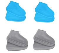 LWZko 4 Coppie Copriscarpe Impermeabili, Copriscarpe In Silicone, Antiscivolo Impermeabile Riutilizzabile Silicone Copriscarpe da Pioggia per Rain, Snow Day, Muddy Roads (Blu, Grigio)