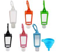 LWZko 6 Pezzi 30ml Bottiglie da Viaggio e 1 Imbuto, Bottiglie da Viaggio Vuota, Trasparente Plastica Portatile Prova Perdita Contenitore da Viaggio con Custodia in Silicone per Cosmetici, Lozioni