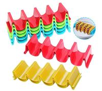 LWZko 8 Pezzi Supporto per Taco, Supporto per Taco In Plastica, Plastica ABS Taco Holder Fino a 4 Tacos Ciascuno per Ristorante, Casa, Picnic, Festa, Festival (4 Colori)