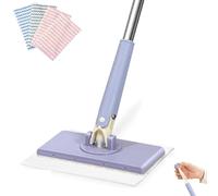 LXCJZY Automatic Cloth Changing Mini Mop, Automatic Mini Mop, Hands-Free Mini Mop Compatible with Face Towels, Disposable Floor Duster for Floor, Mirror Wall (Purple, 36.6 in)