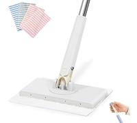 LXCJZY Automatic Cloth Changing Mini Mop, Automatic Mini Mop, Hands-Free Mini Mop Compatible with Face Towels, Disposable Floor Duster for Floor, Mirror Wall (White, 27.6 in)