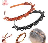 LXCJZY Butterfly Clip Headband for Women, New Professional Weave Bangs Clips, 2Pcs Bangs Hairstyle Hairpin Headband, 90s Butterfly Clip HeadbandSuitable for All Hair Types (Black+Brown, 2Pcs)