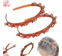LXCJZY Butterfly Clip Headband for Women, New Professional Weave Bangs Clips, 2Pcs Bangs Hairstyle Hairpin Headband, 90s Butterfly Clip HeadbandSuitable for All Hair Types (Brown, 2Pcs)
