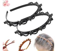 LXCJZY Butterfly Clip Headband for Women, New Professional Weave Bangs Clips, 2Pcs Bangs Hairstyle Hairpin Headband, 90s Butterfly Clip HeadbandSuitable for All Hair Types (Black, 2Pcs)