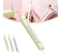 LXCJZY Chiclify Needle Threader, Portable 2 in 1 Needle Threader Seam Ripper, Automatic Needle Threader, Needle Threaders for Hand Sewing, Plug-in Stretchable Remover Needle Threading Tools (Green)