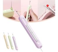 LXCJZY Chiclify Needle Threader, Portable 2 in 1 Needle Threader Seam Ripper, Automatic Needle Threader, Needle Threaders for Hand Sewing, Plug-in Stretchable Remover Needle Threading Tools (Purple)