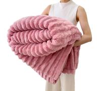 LXCJZY Chuai Home Bedding Blanket, Rabbit Plush Nap Blanket Office Milk Fleece Flannel Warm Thickened Comfortable Sofa Throw Blanket, Super Soft Cozy Blankets. (Pink, 70 * 100cm/27.5 * 39.3in)