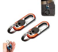 LXCJZY Creative Stainless Steel Keychain,Stainless Steel Keychain Creative Car Interior Key,Heavy Duty Double Layer Anti-Loss Cars Keychain,Personalized Car Keychain for Men (2pcs orange)
