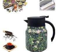 LXCJZY Doresty Tea Pot,Built-In Infuser,Vintage Floral Pattern,Stainless Steel Thermal Carafe Lid,Premium Large capacity Teapot (Green)