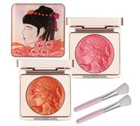 LXCJZY Embossed Smooth Powder Blush Palette For Cheeks,Embossed Girl Blush for Cheeks, Matte Face Powder Blush Palette, Natural Makeup,Radiant Finish (Pink&Orange, One Size)