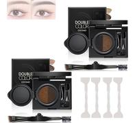 LXCJZY Eyebrow & Eyeliner Cream with Stamp,Multi-functional Double-Headed Eyeliner Stamp,Natural Waterproof Eyeliners Cream,Eyebrow Stencil Kit for Women (01# Gray+02# Brown)