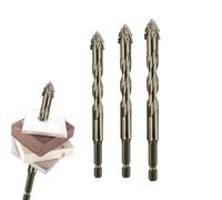 LXCJZY New Four-Flute Sawtooth Eccentric Drill Bit, Four-Edged Serrated Eccentric Drill, Multifunction Drill Bit Set High Hardness Skewed Head Eccentric Drill Bits. (6+8+10 mm)