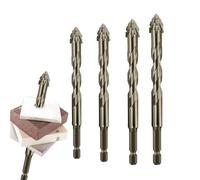 LXCJZY New Four-Flute Sawtooth Eccentric Drill Bit, Four-Edged Serrated Eccentric Drill, Multifunction Drill Bit Set High Hardness Skewed Head Eccentric Drill Bits. (6+8+10+12 mm)