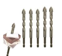 LXCJZY New Four-Flute Sawtooth Eccentric Drill Bit, Four-Edged Serrated Eccentric Drill, Multifunction Drill Bit Set High Hardness Skewed Head Eccentric Drill Bits. (6+6+6+8+8 mm)
