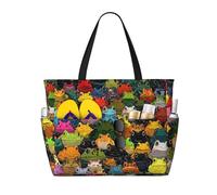 LXCNQFN Borsa da spiaggia da donna, a righe arancioni e bianche, borsa da spiaggia, pieghevole, con cerniera, borsa da palestra, Un sacco di rane, Taglia unica