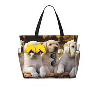 LXCNQFN Borsa da spiaggia da donna Aurora Borealis borsa da spiaggia pieghevole borsa da piscina con cerniera borse da palestra, Cucciolo nel cestino guardando fuori, Taglia unica