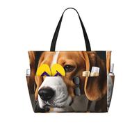 LXCNQFN Borsa da spiaggia da donna carina springer spaniel borsa da spiaggia pieghevole borse da piscina con cerniera borse da palestra, Carino Beagle Cani, Taglia unica