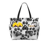 LXCNQFN Borsa da spiaggia da donna, con bulldog francese, borsa da spiaggia, pieghevole, con cerniera, borsa da palestra, Cuore d'amore con impronte di zampa, Taglia unica