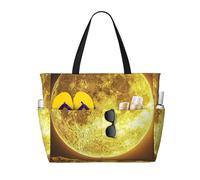 LXCNQFN Borsa da spiaggia da donna con luna nel cielo notturno borsa da spiaggia pieghevole borsa da piscina con cerniera borse da palestra, Luna nel cielo notturno, Taglia unica