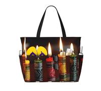 LXCNQFN Borsa da spiaggia da donna con motivo a coccinelle, borsa da spiaggia, pieghevole, con cerniera, borsa da palestra, Candele Kwanzaa, Taglia unica