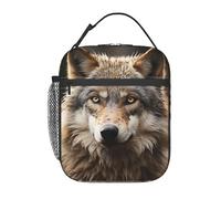 LXCNQFN Borsa termica per il pranzo, riutilizzabile, con lupo selvatico grigio selvatico, borsa termica portatile per il lavoro