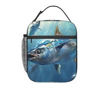 LXCNQFN Borsa termica per il pranzo, riutilizzabile, con tonno rosso, tonno e tonno Thunnus, borsa termica portatile per il lavoro