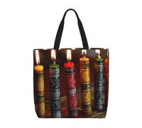 LXCNQFN Borsa tote da donna con motivo a coccinelle, borsa della spesa pieghevole, borsa a tracolla riutilizzabile borse a tracolla borse per la spesa, Candele Kwanzaa, Taglia unica