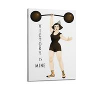 LXDSTK Album fotografico moderno per famiglia, decorazione artistica da parete per camera da letto, poster Art Deco Fitness con citazione forte donna e vittoria, opera d'arte 30 x 45 cm