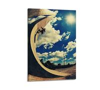 LXDSTK Album fotografico moderno per famiglia, decorazione artistica da parete per camera da letto, poster sportivo moderno, con skateboard e cielo soleggiato, stampa artistica su tela, 50 x 75 cm