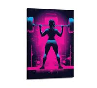 LXDSTK Album fotografico moderno per famiglia, decorazione artistica da parete per camera da letto, poster pop art fitness poster donna sollevatore di pesi in neon stampe su tela 40 x 60 cm