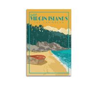 LXDSTK Album fotografico moderno per famiglia, decorazione da parete per camera da letto, poster di viaggio britannico delle Isole Vergini britanniche, stampa su tela, 30 x 45 cm