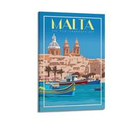 LXDSTK Album fotografico moderno per famiglia, decorazione da parete per camera da letto, poster minimalista di viaggio del paesaggio urbano mediterraneo di Malta, stampe artistiche su tela, 20 x 30