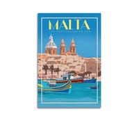 LXDSTK Album fotografico moderno per famiglia, decorazione da parete per camera da letto, poster minimalista di viaggio del paesaggio urbano mediterraneo di Malta, opere d'arte 50 x 75 cm