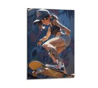 LXDSTK Album fotografico moderno per la famiglia, decorazione artistica da parete per camera da letto, poster ispirato allo skateboarder sportivo, con stampa su tela con ragazza tatuata, 20 x 30 cm