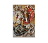 LXDSTK Poster da appendere su tela, motivo: San Giorgio che uccide il drago in una battaglia maestosa, decorazione da parete moderna, 30 x 45 cm