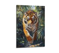 LXDSTK Squisita moderna stampa artistica da parete su tela con immagine di animali selvatici, poster realistico con animali selvatici, tigre maestosa nella giungla, 50 x 75 cm