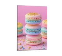 LXDSTK Squisito album fotografico moderno da parete su tela, stampa artistica da parete con stampa fotografica minimalista pastello con macaron colorati e fiocchi dorati, 40 x 60 cm