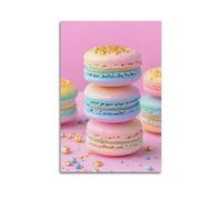 LXDSTK Squisito album fotografico moderno da parete su tela, stampa artistica da parete con stampa fotografica minimalista pastello con macaron colorati e fiocchi dorati, 30 x 45 cm