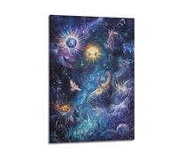 LXDSTK Stampa artistica da parete astratta minimalista su tela, poster surrealista con corpi celesti e creature mitiche, decorazione artistica da parete, 60 x 90 cm