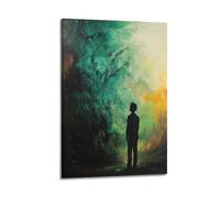 LXDSTK Stampa artistica da parete su tela astratta minimalista, poster con sagoma di ragazzo surrealista, misterioso e colorato, opera d'arte decorativa da parete, 20 x 30 cm