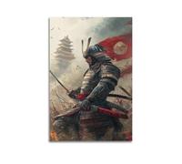LXDSTK Stampa artistica da parete su tela con immagine di famiglia moderna, tema: Japandi Samurai Warrior Battle Poster, scena storica drammatica, 60 x 90 cm