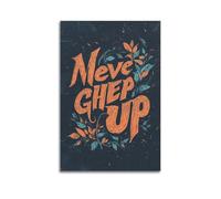 LXDSTK Stampa artistica da parete su tela con stampa artistica da parete con frase motivazionale astratta brutalista e citazione motivazionale "Never Give U", 50 x 75 cm