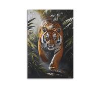 LXDSTK Stampa artistica da parete su tela, motivo: animali della tigre maestosa nella giungla, 30 x 45 cm